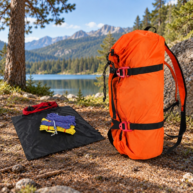 Outdoor Camping Rugs - กระเป๋าเก็บอุปกรณ์ปีนเขาแบบทนทาน พร้อมแผ่นรองที่แข็งแรง สำหรับอุปกรณ์ปีนเขาและตั้งแคมป์
