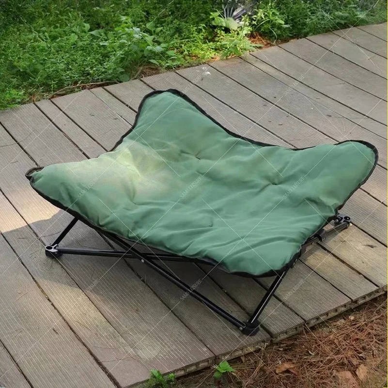 Outdoor Camping Dog Bed - เตียงสัตว์เลี้ยงแบบพับได้สำหรับแคมป์ปิ้งกลางแจ้ง แผ่นรองถอดเปลี่ยนได้ นุ่มสบาย กันน้ำ ทนทานต่อการกัด คอกพกพาสำหรับแมวและสุนัข