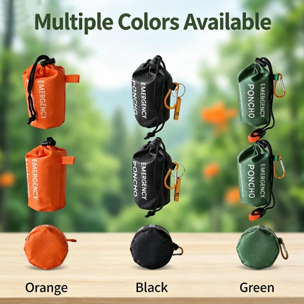ชุดเสื้อกันฝนฉุกเฉินแบบพกพา เส - Camping Rain Poncho บทวิจารณ์และราคา