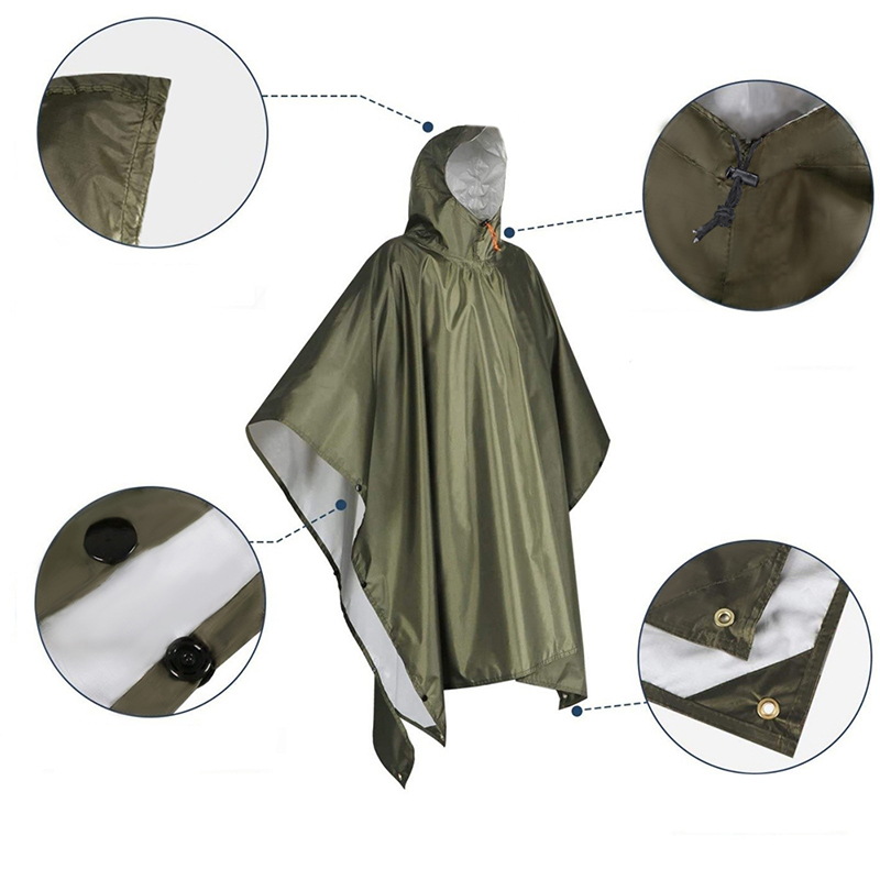 เสื้อกันฝนแบบหนาสำหรับการเดินป - Camping Rain Poncho บทวิจารณ์และราคา