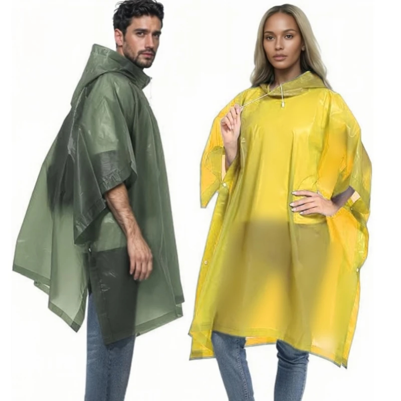 เสื้อกันฝนแบบใช้ซ้ําได้พร้อมสา - Camping Rain Poncho บทวิจารณ์และราคา