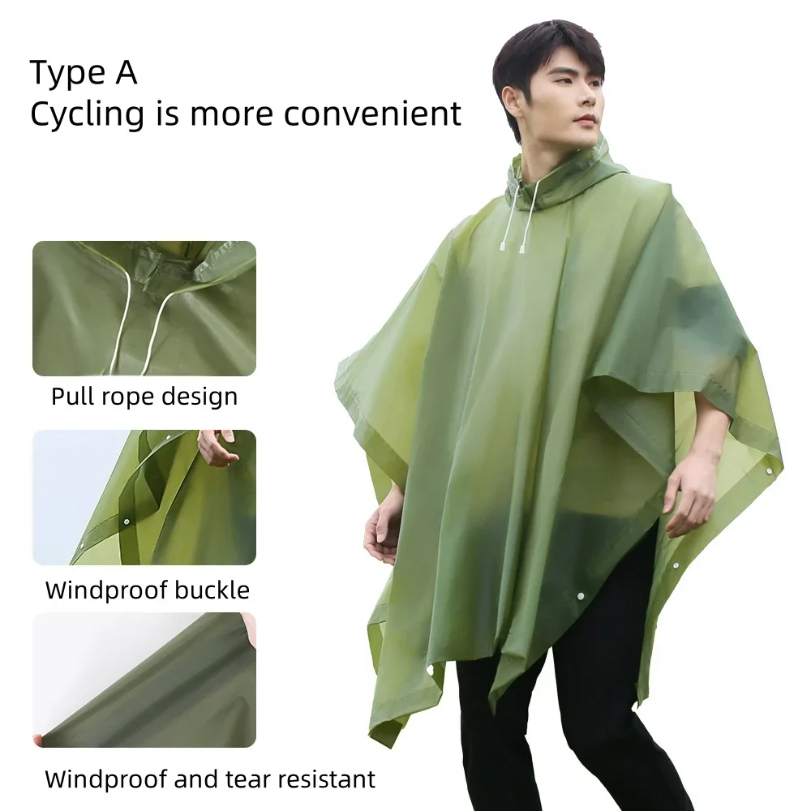 เสื้อกันฝนแบบใช้ซ้ําได้พร้อมสา - Camping Rain Poncho บทวิจารณ์และราคา