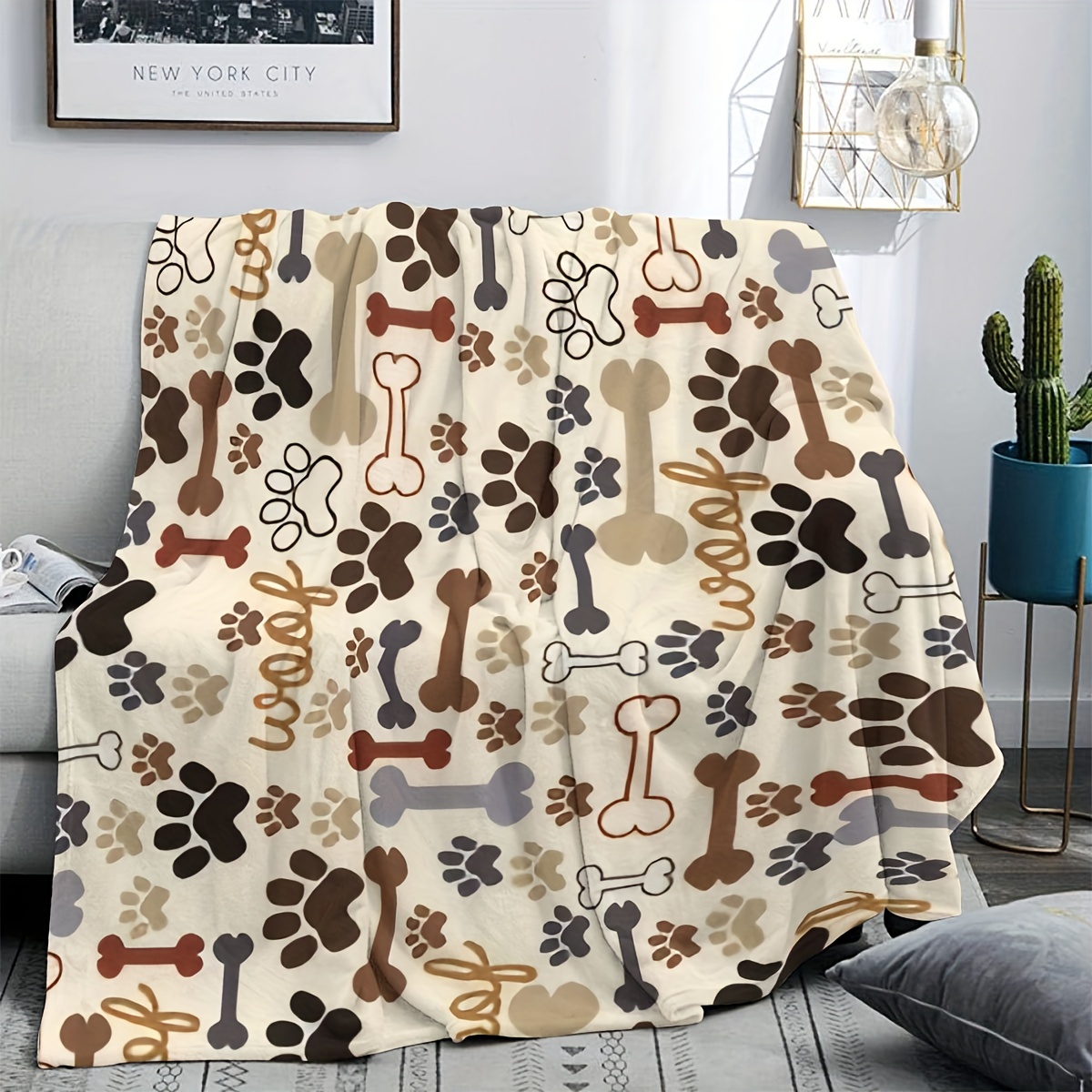 ผ้าห่มฟลีซลายอุ้งเท้าและกระดูก - Outdoor Camping Dog Bed บทวิจารณ์และราคา