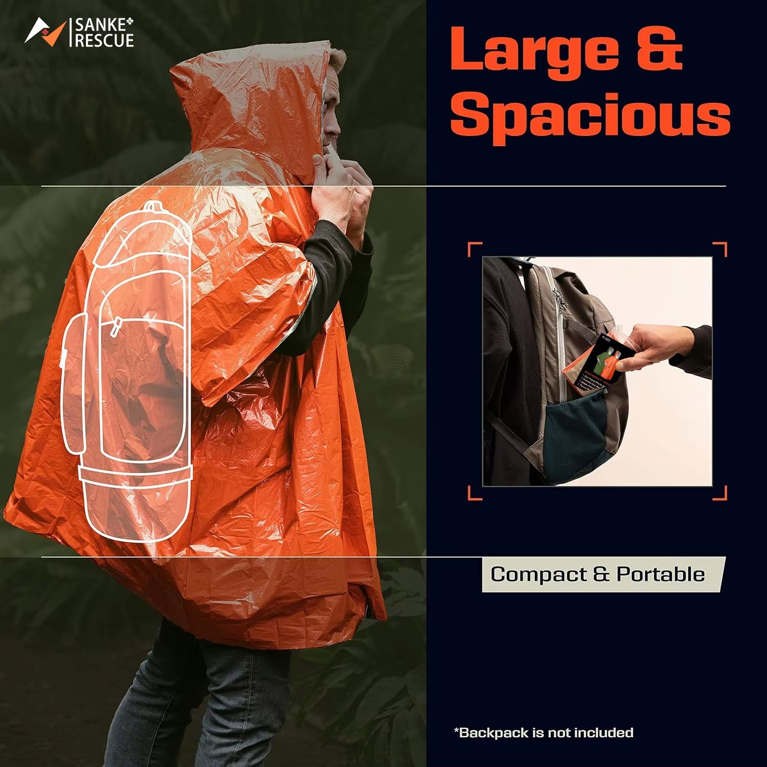 เสื้อกันฝนฉุกเฉิน ผ้าห่มกันควา - Camping Rain Poncho บทวิจารณ์และราคา